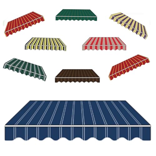 Markisen Ersatzstoff 3x2.5m 4x3.0m Markisenbespannung wasserabweisend Markiesenstoff Markisentuch aus Polyester(Blue,4x2m) von Generic