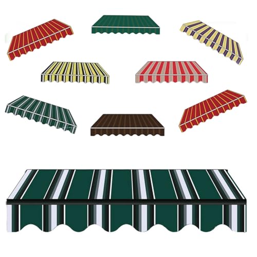 Markisen Ersatzstoff 3x2.5m 4x3.0m Markisenbespannung wasserabweisend Markiesenstoff Markisentuch aus Polyester(Dark Green Stripe,2.5x3.4m) von Generic