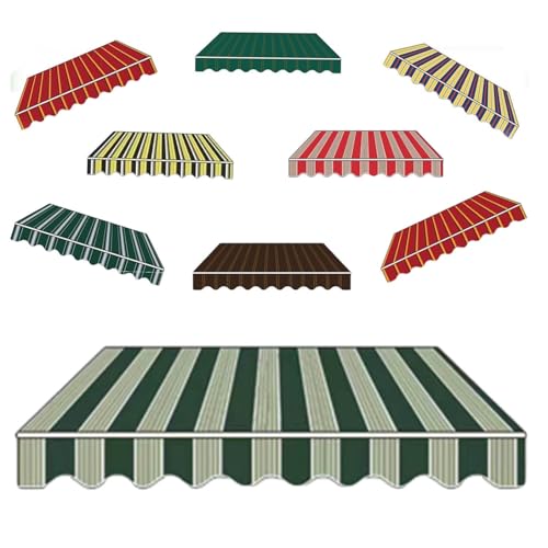Markisen Ersatzstoff 3x2.5m 4x3.0m Markisenbespannung wasserabweisend Markiesenstoff Markisentuch aus Polyester(Green Stripe,4x1.5m) von Generic