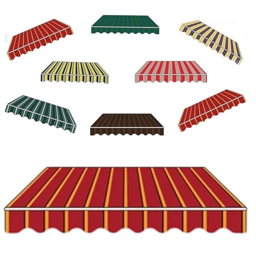 Markisen Ersatzstoff 3x2.5m 4x3.0m Markisenbespannung wasserabweisend Markiesenstoff Markisentuch aus Polyester(Red,4.3x3.0m) von Generic