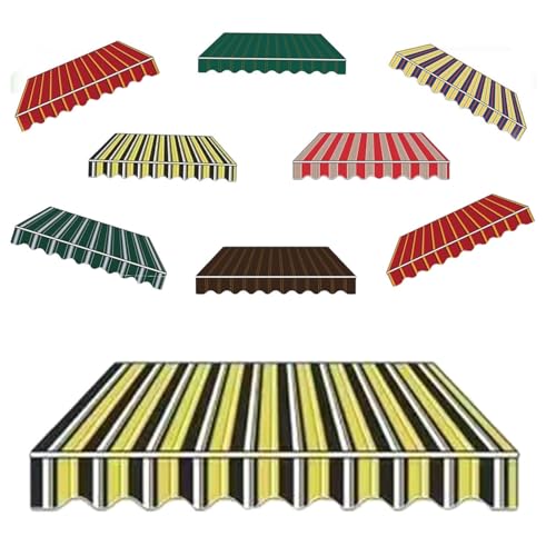 Markisen Ersatzstoff 3x2.5m 4x3.0m Markisenbespannung wasserabweisend Markiesenstoff Markisentuch aus Polyester(Yellow Stripe,2.5x2m) von Generic