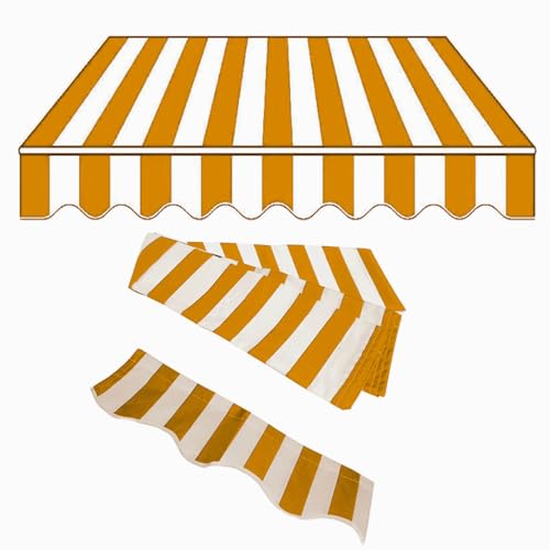 Markisen Ersatzstoff 3x2m 2x1.5m Markisenbespannung Sonnenschutz Markiesenstoff Wasserdicht Polyester Blau Rot Schwarz(Orange White,22.9x4.9ft/7x1.5m) von Generic