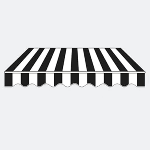 Markisen Ersatzstoff Markisenbespannung mit Volant Sonnenschutz Markisentuch Markiesenstoff für Hof, Deck, Balkon Wasserdicht Polyester mit PU-Beschichtung(Black and White,4.0 x 2.0 m) von Generic