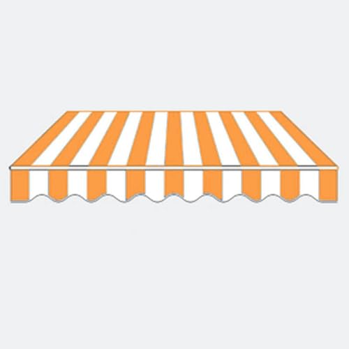 Markisen Ersatzstoff Markisenbespannung mit Volant Sonnenschutz Markisentuch Markiesenstoff für Hof, Deck, Balkon Wasserdicht Polyester mit PU-Beschichtung(Orange and White,3.0 x 1.5 m) von Generic