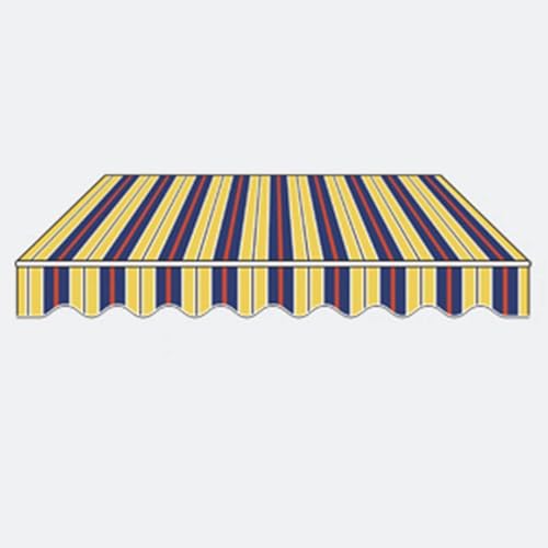 Markisen Ersatzstoff Markisenbespannung mit Volant Sonnenschutz Markisentuch Markiesenstoff für Hof, Deck, Balkon Wasserdicht Polyester mit PU-Beschichtung(Yellow Stripes,6.0 x 3.5 m) von Generic