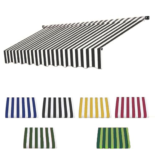 Markisen Ersatzstoff Markisenstoff wasserabweisend Sonnenschutz Stoff Außen Markisenbespannung für Hof, Deck, Balkon Rot Blau gelb weiß Streifen(Black White,9.8x6.5ft/3x2m) von Generic