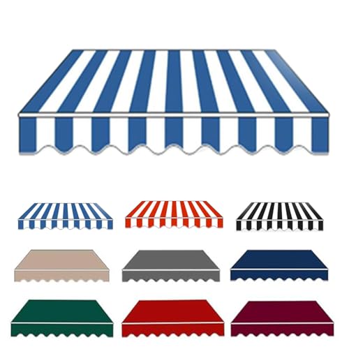Markisen Ersatzstoff Polyester wasserabweisend Markisentuch Sonnenschutz Markiesenstoff für Hof, Deck, Balkon, UV Schutz(Blue White,8x6.5ft/2.5x2m) von Generic