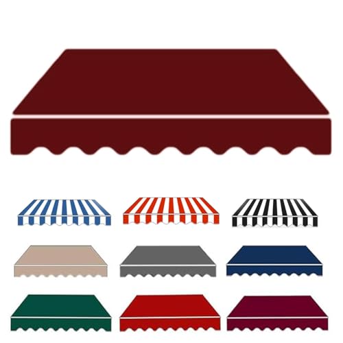 Markisen Ersatzstoff Polyester wasserabweisend Markisentuch Sonnenschutz Markiesenstoff für Hof, Deck, Balkon, UV Schutz(Burgundy,12x8ft/3.6x2.5m) von Generic