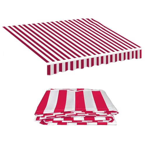 Markisen Ersatzstoff mit Volant Ersatz Markisentuch wasserabweisend Markisenbespannung ersatzstoff für Hof, Deck, Balkon(Red White,14x10ft/4.3x3.0m) von Generic
