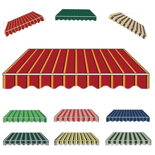 Markisen Ersatzstoff wasserabweisend Markisenbespannung 3x2,5m 4x2m Sonnenschutz Markiesenstoff Markisentuch en Polyester für Hof, Deck, Balkon(Red,4.3x3.0m) von Generic