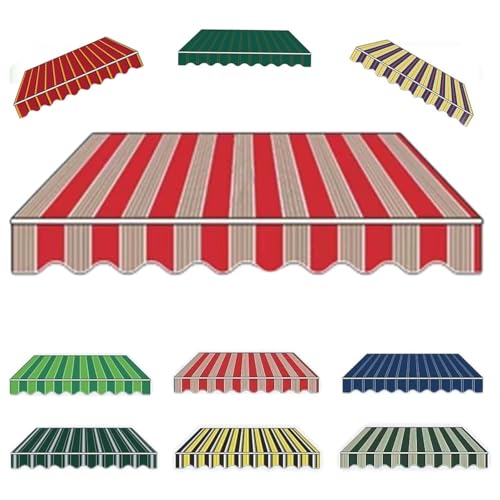 Markisen Ersatzstoff wasserabweisend Markisenbespannung 3x2,5m 4x2m Sonnenschutz Markiesenstoff Markisentuch en Polyester für Hof, Deck, Balkon(Red Stripe,4.6x3.4m) von Generic
