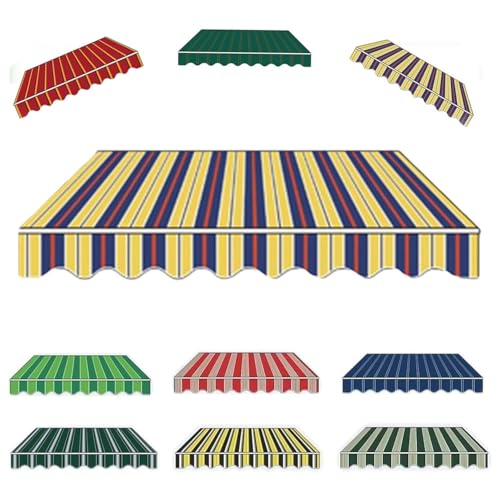 Markisen Ersatzstoff wasserabweisend Markisenbespannung 3x2,5m 4x2m Sonnenschutz Markiesenstoff Markisentuch en Polyester für Hof, Deck, Balkon(Yellow Stripe,2.5x2m) von Generic