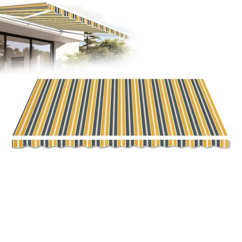 Markisenbespannung (ohne Rahmen), Ersatz Für Einziehbare Klemmmarkise, Wasserabweisend UV Schutz Markisen Ersatzstoff mit Volant für Hof, Deck, Balkon(8x11ft) von Generic