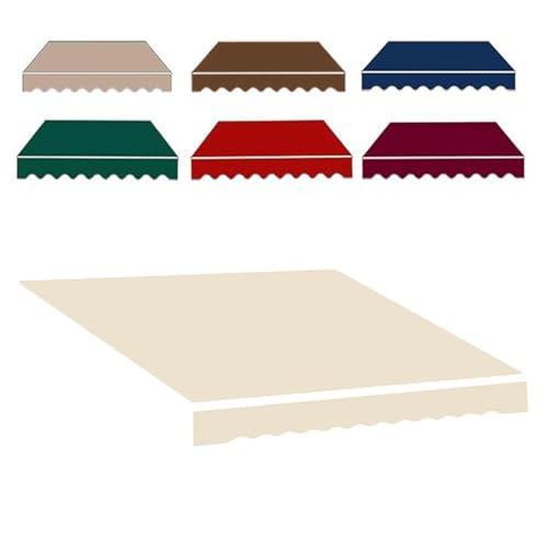 Markisenbespannung 3x2.5m 4x3.0m Wasserabweisend Markisestoff Markisen Ersatzstoff mit Volant Markisentuch für Hof, Deck, Balkon Sonnenschutz(Beige,10x8.2ft/3x2.5m) von Generic