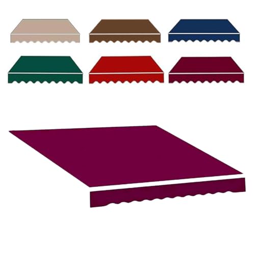 Markisenbespannung 3x2.5m 4x3.0m Wasserabweisend Markisestoff Markisen Ersatzstoff mit Volant Markisentuch für Hof, Deck, Balkon Sonnenschutz(Burgundy,8x11ft/2.5x3.4m) von Generic