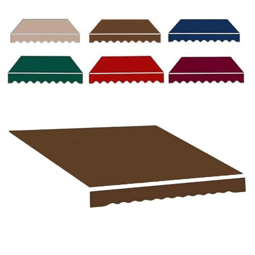 Markisenbespannung 3x2.5m 4x3.0m Wasserabweisend Markisestoff Markisen Ersatzstoff mit Volant Markisentuch für Hof, Deck, Balkon Sonnenschutz(Coffee Brown,19x10ft/5.8x3.0m) von Generic