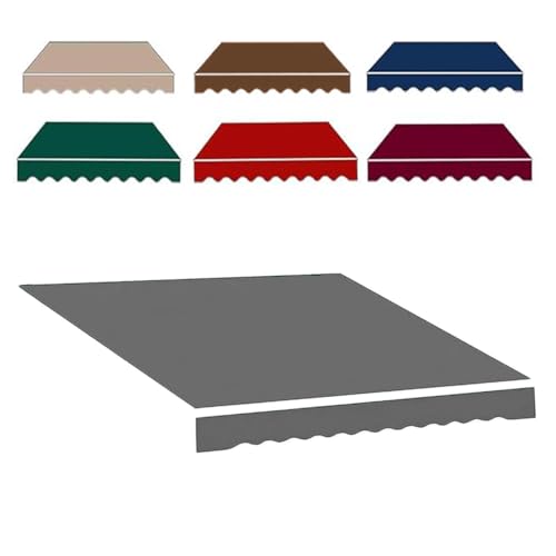 Markisenbespannung 3x2.5m 4x3.0m Wasserabweisend Markisestoff Markisen Ersatzstoff mit Volant Markisentuch für Hof, Deck, Balkon Sonnenschutz(Grey,10x8ft/3x2.4m) von Generic