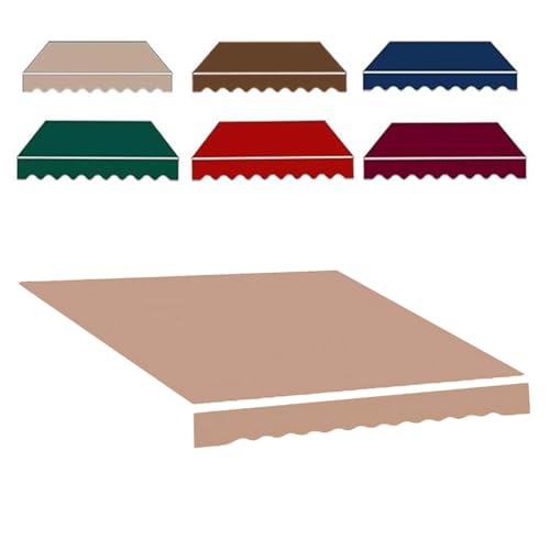 Markisenbespannung 3x2.5m 4x3.0m Wasserabweisend Markisestoff Markisen Ersatzstoff mit Volant Markisentuch für Hof, Deck, Balkon Sonnenschutz(Khaki,19.6x9.8ft/6x3.0m) von Generic
