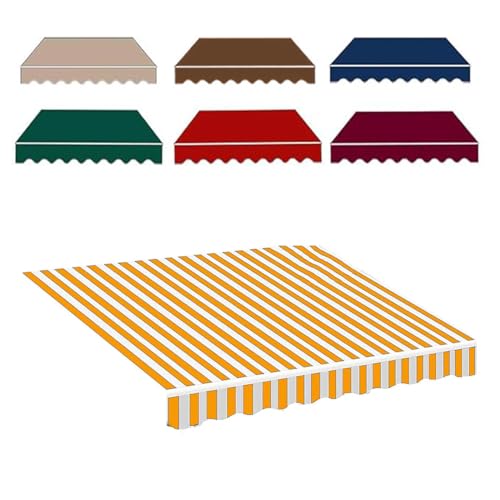 Markisenbespannung 3x2.5m 4x3.0m Wasserabweisend Markisestoff Markisen Ersatzstoff mit Volant Markisentuch für Hof, Deck, Balkon Sonnenschutz(Orange White,6.6x5ft/2x1.5m) von Generic