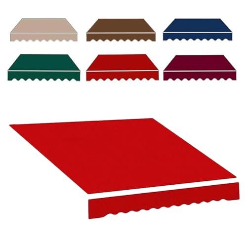 Markisenbespannung 3x2.5m 4x3.0m Wasserabweisend Markisestoff Markisen Ersatzstoff mit Volant Markisentuch für Hof, Deck, Balkon Sonnenschutz(Red,12x10ft/3.6x3.0m) von Generic