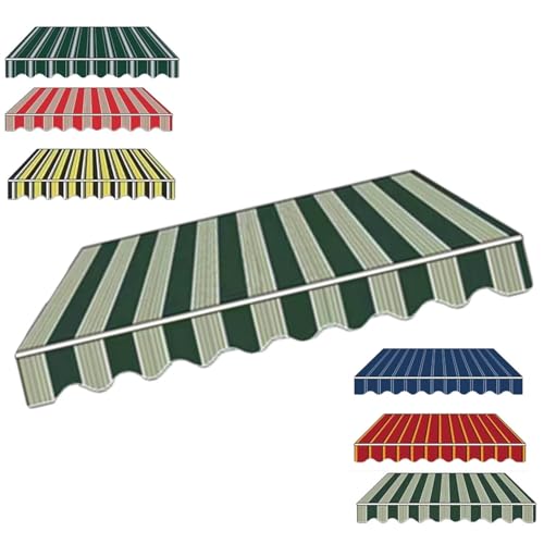 Markisenbespannung Canvas 4x3.0m 3x2.5m Markisen Ersatzstoff Markisenstoff Wechseln Balkonmarkisen wasserabweisend Ersatztuch Sonnenschutz Stoff Außen(Dark Green Stripe,.4x2.5m) von Generic