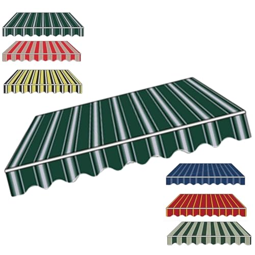 Markisenbespannung Canvas 4x3.0m 3x2.5m Markisen Ersatzstoff Markisenstoff Wechseln Balkonmarkisen wasserabweisend Ersatztuch Sonnenschutz Stoff Außen(Green Stripe,4x2.7m) von Generic