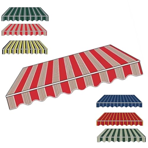 Markisenbespannung Canvas 4x3.0m 3x2.5m Markisen Ersatzstoff Markisenstoff Wechseln Balkonmarkisen wasserabweisend Ersatztuch Sonnenschutz Stoff Außen(Red Stripe,2.5x2m) von Generic