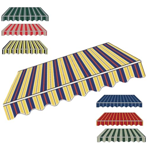 Markisenbespannung Canvas 4x3.0m 3x2.5m Markisen Ersatzstoff Markisenstoff Wechseln Balkonmarkisen wasserabweisend Ersatztuch Sonnenschutz Stoff Außen(Yellow Stripe,3x1.5m) von Generic
