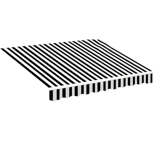 Markisenbespannung Markisenstoff wasserabweisend Sonnenschutz Markisentuch für Hof, Deck, Balkon 3.5x2.5m 4x3.0m 2.5x2m(Black White,9.8x5ft/3x1.5m) von Generic
