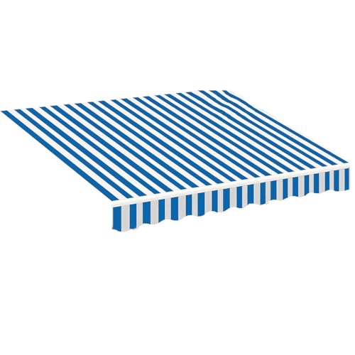 Markisenbespannung Markisenstoff wasserabweisend Sonnenschutz Markisentuch für Hof, Deck, Balkon 3.5x2m 4x3.0m(Blue White,8x6.5ft/2.5x2m) von Generic