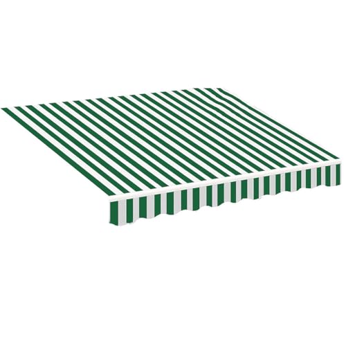 Markisenbespannung Markisenstoff wasserabweisend Sonnenschutz Markisentuch für Hof, Deck, Balkon 3.5x2.5m 4x3.0m 2.5x2m(Green White,13x9ft/4x2.7m) von Generic