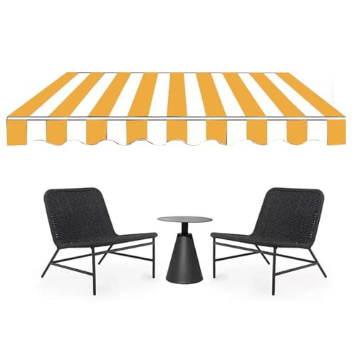 Markisenbespannung Sonnenschutz Für Terrasse, Markisenbespannung Ersatzstoff Wasserabweisend mit Volant(Yellow,400X300CM(13x10ft)) von Generic