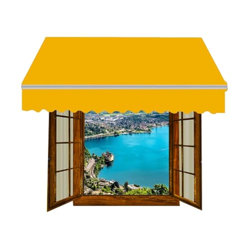Markisenbespannung Wasserabweisend Canva, Manuelle Markisen Ersatzstoff, Einziehbar Markisentuch(Yellow,400x300cm(13x10ft)) von Generic