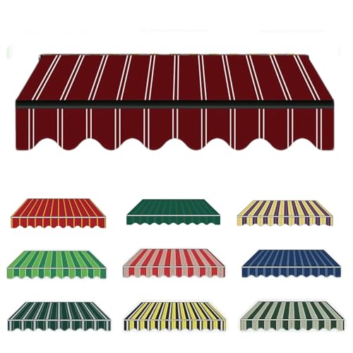 Markisenbespannung ersatzstoff 3x2.5 m 2x1.5m Markisenstoff Markise mit Volant Balkon Markise wasserabweisend 2.5x2m & Sonnenschutz Ersatz Markisentuch für Hof, Deck(Burgundy,4x2.5m) von Generic