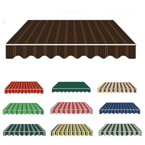 Markisenbespannung ersatzstoff 3x2.5 m 2x1.5m Markisenstoff Markise mit Volant Balkon Markise wasserabweisend 2.5x2m & Sonnenschutz Ersatz Markisentuch für Hof, Deck(Coffee,2.5x2.1m) von Generic