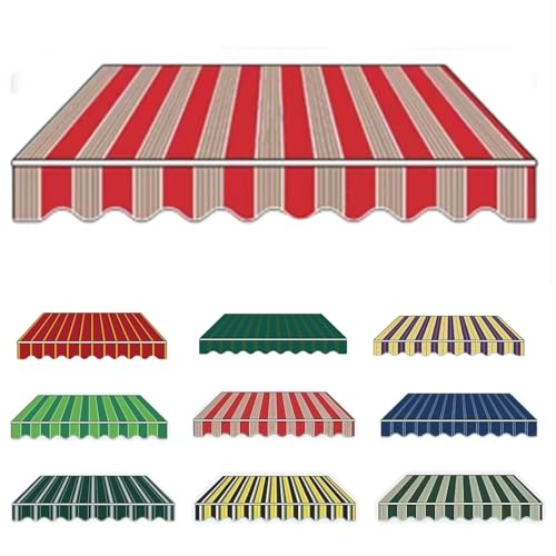 Markisenbespannung ersatzstoff 3x2.5 m 2x1.5m Markisenstoff Markise mit Volant Balkon Markise wasserabweisend 2.5x2m & Sonnenschutz Ersatz Markisentuch für Hof, Deck(Red Stripe,3.6x3.0m) von Generic