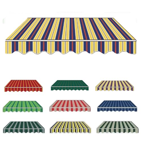 Markisenbespannung ersatzstoff 3x2.5 m 2x1.5m Markisenstoff Markise mit Volant Balkon Markise wasserabweisend 2.5x2m & Sonnenschutz Ersatz Markisentuch für Hof, Deck(Yellow Stripe,6x3.0m) von Generic