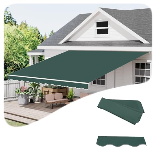 Markisenstoff Markise mit Volant (Ohne Rahmen), 2m 2.5m 3.0m 3.6m 4m 5m Ersatzstoff für einziehbare Terrassenmarkise, Sonnenschutz UV Schutz Balkon Markisenstoff(Turquoise,500x250cm) von Generic