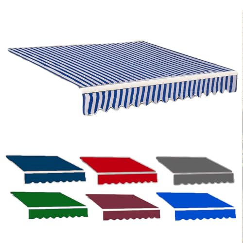 Markisenstoff Sonnenschutz 2.5 X 2m/ 3 X 2.5m/ 3 X 2m Markisenbespannung ersatzstoff Markisentuch Polyester UV Schutz für Hof, Deck, Balkon(Blue White,22.9x4.9ft/7x1.5m) von Generic
