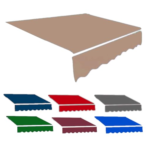 Markisenstoff Sonnenschutz 2.5 X 2m/ 3 X 2.5m/ 3 X 2m Markisenbespannung ersatzstoff Markisentuch Polyester UV Schutz für Hof, Deck, Balkon(Khaki,19.6x9.8ft/6x3.0m) von Generic