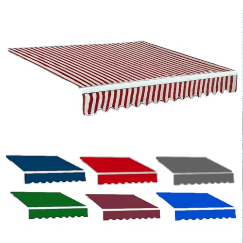 Markisenstoff Sonnenschutz 2.5 X 2m/ 3 X 2.5m/ 3 X 2m Markisenbespannung ersatzstoff Markisentuch Polyester UV Schutz für Hof, Deck, Balkon(Red White,13x4.9ft/4x1.5m) von Generic