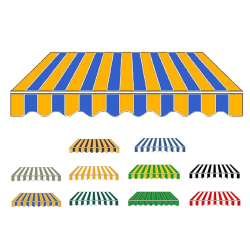 Markisenstoff Terrassenmarkise, Ersatzmarkisen Markise mit Volant, Markise Canvas, 280g Wasserdicht Polyester, UV Schutz Markisenbespannung, Ohne Rahmen(Yellow Blue,20x13ft/600x400cm) von Generic