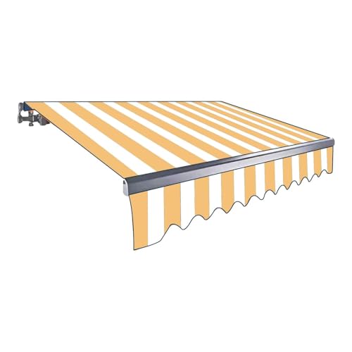 Markisentuch für Terrasse, Markisenstoff Wasserabweisend, Manuel Einziehbar Markisenbespannung für Fenster Terrasse Balkon(Yellow,200x150cm(7x5ft)) von Generic
