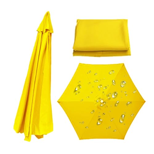 Marktschirm Ersatzabdeckung Anti-Ultraviolet Sonnenschirm Ersatzbezug 6/8 Rippen Polyester Terrassenschirm Bespannung Stoffbezug Für Outdoor, Strand Und Markt(Gelb,6 Ribs-270cm) von Generic