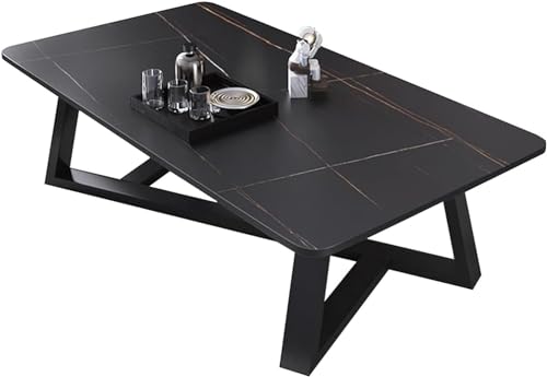 Marmorierte Couchtische Imitation Rock Plate Carbon Steel Sofa Beistelltisch Rechteckiger Couchtisch Für Wohnzimmer Esszimmer Stilvolle Wohnkultur, Black, 120 * 60 * 46cm Marmorierte Couchtische Imitation Rock Plate Carbon Steel Sofa Beistelltisch Rechteckiger Couchtisch Für Wohnzimmer Esszimmer Stilvolle Wohnkultur, Black, 120 * 60 * 46cm von Generic