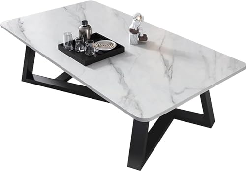 Marmorierte Couchtische Imitation Rock Plate Carbon Steel Sofa Beistelltisch Rechteckiger Couchtisch Für Wohnzimmer Esszimmer Stilvolle Wohnkultur, White, 120 * 60 * 46cm Marmorierte Couchtische Imitation Rock Plate Carbon Steel Sofa Beistelltisch Rechteckiger Couchtisch Für Wohnzimmer Esszimmer Stilvolle Wohnkultur, White, 120 * 60 * 46cm von Generic