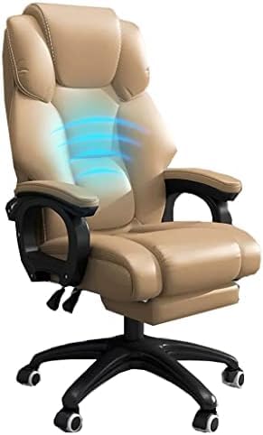 Massage-, Schreibtischstuhl, Chefsessel, Computerstuhl mit hoher Rückenlehne und weichen Armlehnen, höhenverstellbar, ergonomischer Computerstuhl mit Lordosenstütze (FA (/Khaki) von Generic