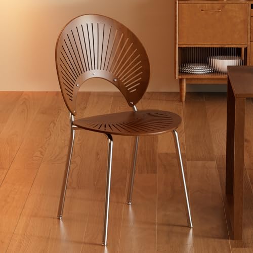 Massivholz Esszimmerstühle 4er Set Mitte Jahrhundert Shell Gepolsterte Stühle mit Ledersitz und Metallbeine Ideal für Küche Esszimmer Wohnzimmer Schlafzimmer und Büro Braun Farbe Massivholz Esszimmerstühle 4er Set Mitte Jahrhundert Shell Gepolsterte Stühle mit Ledersitz und Metallbeine Ideal für Küche Esszimmer Wohnzimmer Schlafzimmer und Büro Braun Farbe von Generic