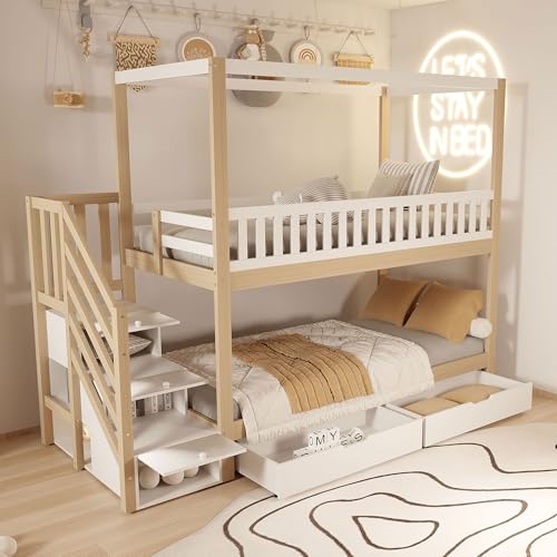 Massivholz-Etagenbett Hausform mit Sicherheitsleiter und Stauraum, Doppelbett mit Lattenrost, praktisches Aufbewahrungsdesign für Schlafzimmer, robust und langlebig Massivholz-Etagenbett Hausform mit Sicherheitsleiter und Stauraum, Doppelbett mit Lattenrost, praktisches Aufbewahrungsdesign für Schlafzimmer, robust und langlebig von Generic