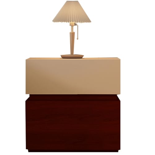 Massivholz-Nachttisch mit Zwei Schubladen Stapelbarer Nachttisch Minimalistisches Sideboard Kompakter Beistelltisch Sofatisch Geeignet for den Heimgebrauch(Red,40cm(15.7in)) von Generic